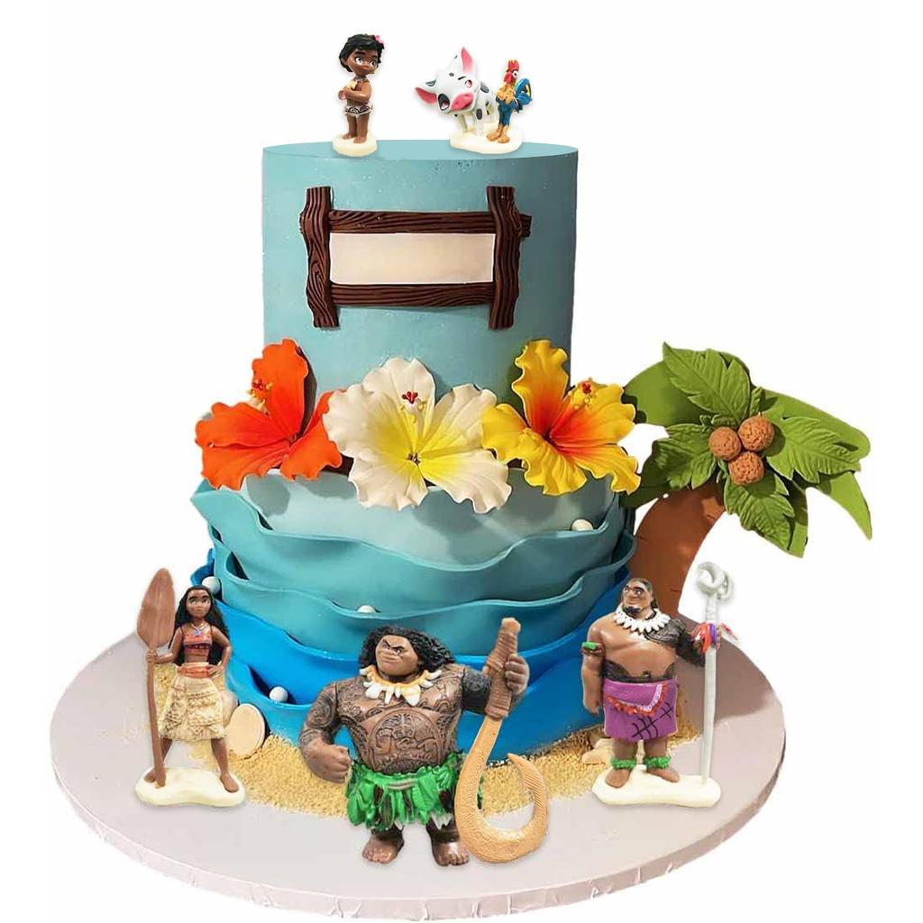 6PCS Moana Princess Cake Toppers, Moana Themed Party Supplies, Cake Toppers for Kids Girls Fans Birthday Baby Shower Decoration