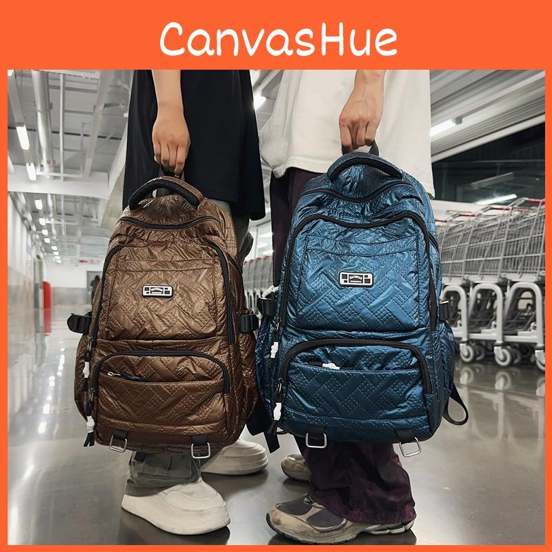 Solid Fashionable Color Embossed Texture Student Backpack For University Use