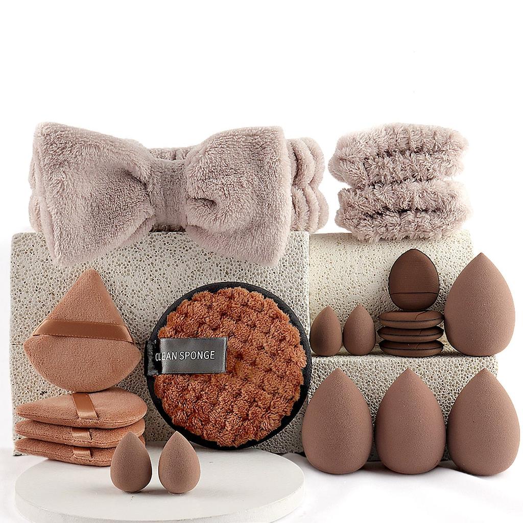 12/20Pcs Makeup Sponge Headband Set Cosmetic Puff Beauty Egg Foundation Sponges Wrist Bands Women Make Up Accessories
