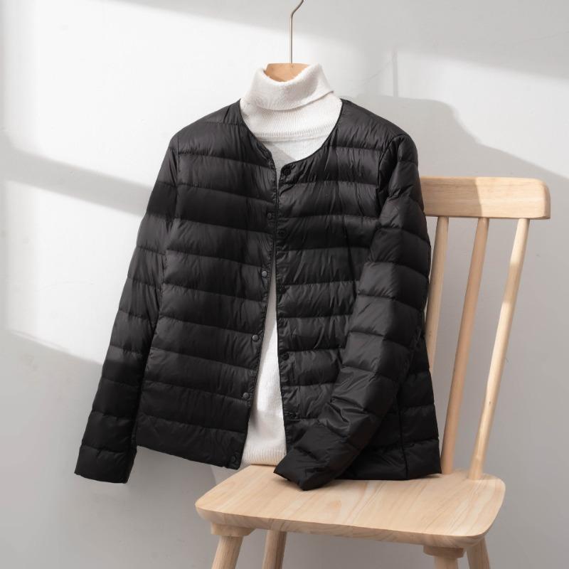 New Style Down Jacket Female Inner Liner Thin Collarless Long Sleeve Inner Wear Warm Round Collar Thin Light Down Inner Liner