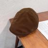 Classic Solid Corduroy Color Beret Cap With Warmth Sunshade For Winter Gift
