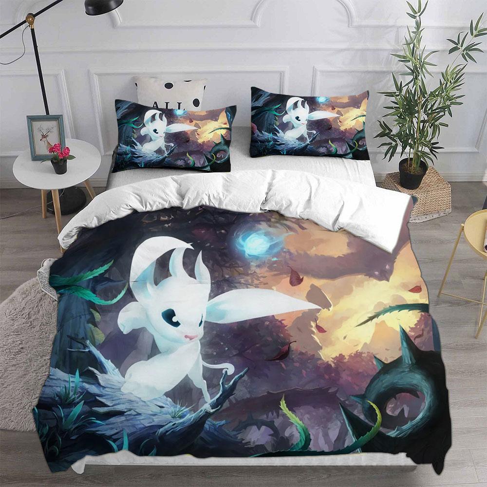 3D Game Ori and the Blind Forest Bedding Sets Comforter Quilt Bed Cover Duvet Cover Pillow Case 2-3 Pieces Sets Kids Adult Size
