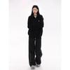 Womens Gray High Neck Zip-Up Knit Cardigan Oversized Loose Fit Winter Sweater Coat