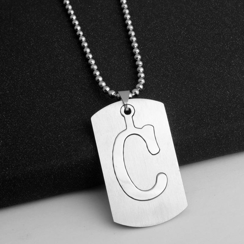 HNSP Stainless Steel Initials Pendant Chain Necklace For Men Women 26 Letter Name Accessories