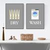 Nordische Wäschepflegesymbole Anleitung Waschen Trocknen Falten Poster Leinwandmalerei Wandkunst Bilder Minimalismus Heim Waschküchendekor