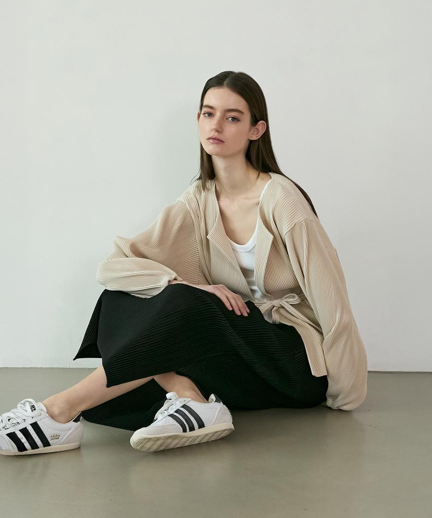 Waiowai H-Line Pleated Slim Long Skirt_4 Colors