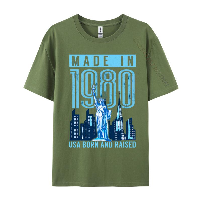 Made In 1980 Usa Born And Raised 39 Birthday Printed New Arrival Unisex Tshirt Crew Neck Cotton Tops Shirt