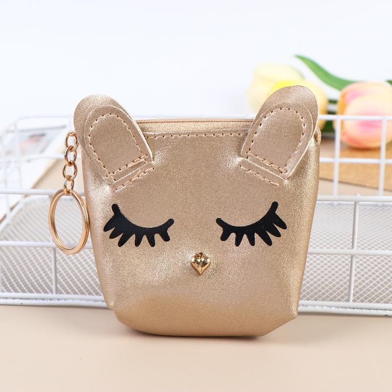 Mini Cute Cat Wallet Keychain Cartoon Lipstick Bag Fashion Earphone Keys Storage Bags Zipper Coin Purse Pendant Girls Gift