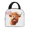 Funny Highland Cow Insulated Lunch Bag for Women Kids Portable Food Boxes Thermal Lunch Box Tote