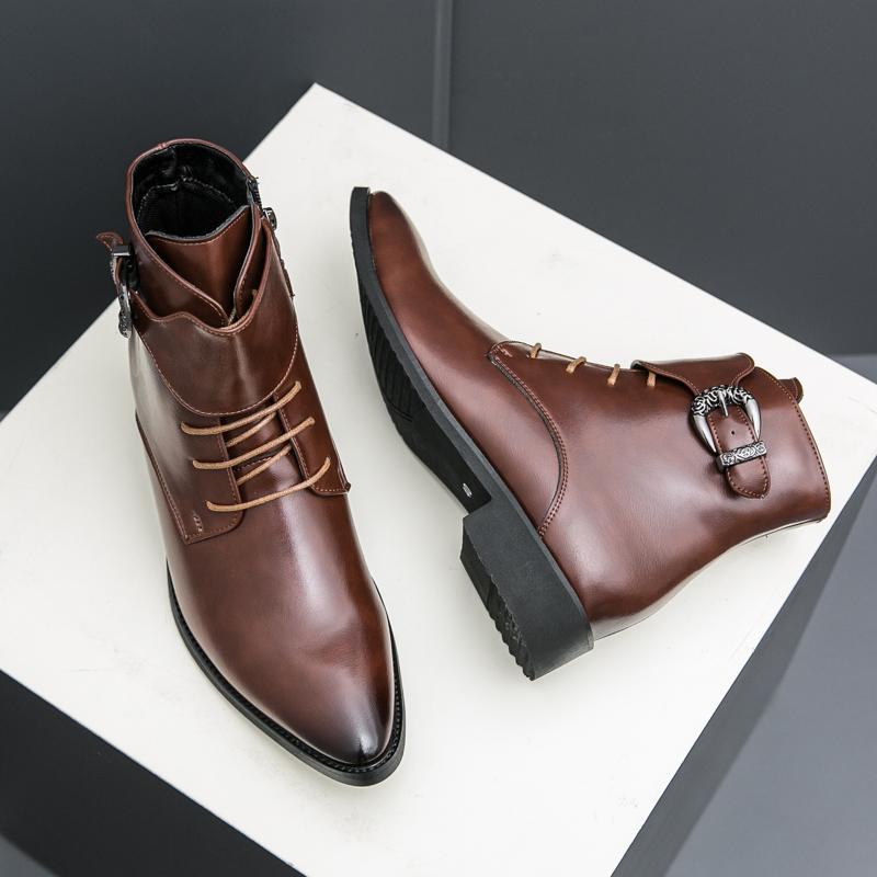 Genuine Leather Mens Shoes Stylish Street Style Chelsea Boots Leisure Walk Casual Ankle Boots Fashion Style Male Business Shoes