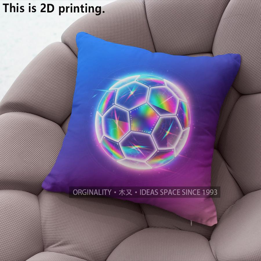 Holographic Soccer Football Throw Pillow Covers Pattern Cushion Cover Suitable For Sofa Bedroom Car Pillow Cover