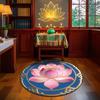 Oriental Art Lotus Flower round Carpet - Zen Circular Rug for Living Room & Bedroom Floor Mat Ideal for Meditation And Home Deco