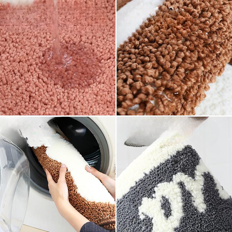 Korálové sametové embosované nohy Koupelnové koberečky Super absorpční protiskluzové Koupelové koberečky Omyvatelný dlážděný koberec Koberec do koupelny Roztomilý Koberec ve tvaru nohy s paměťovou pěnou