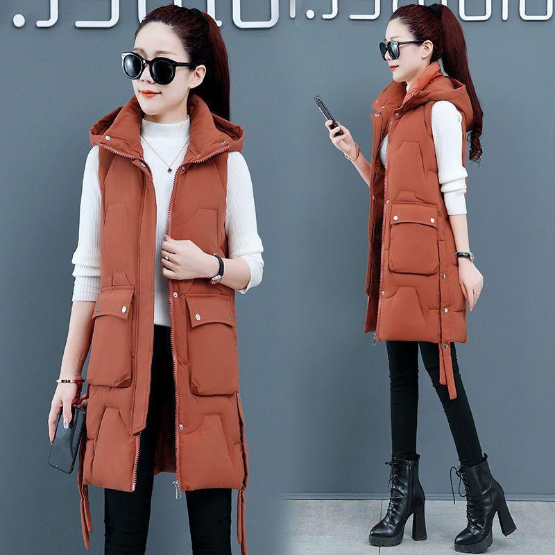 Modische Baumwollweste für Damen, mittellang und lang, Herbst und Winter, verdickte warme Weste, Jacke, schlanke und dünne Studentenweste, Flut