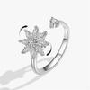Mote Fidget Spinner Ring Angst for Kvinner Flere Krystall Solsikke Fingerringer Roter Anti Stress Zirkon Bryllupsgave