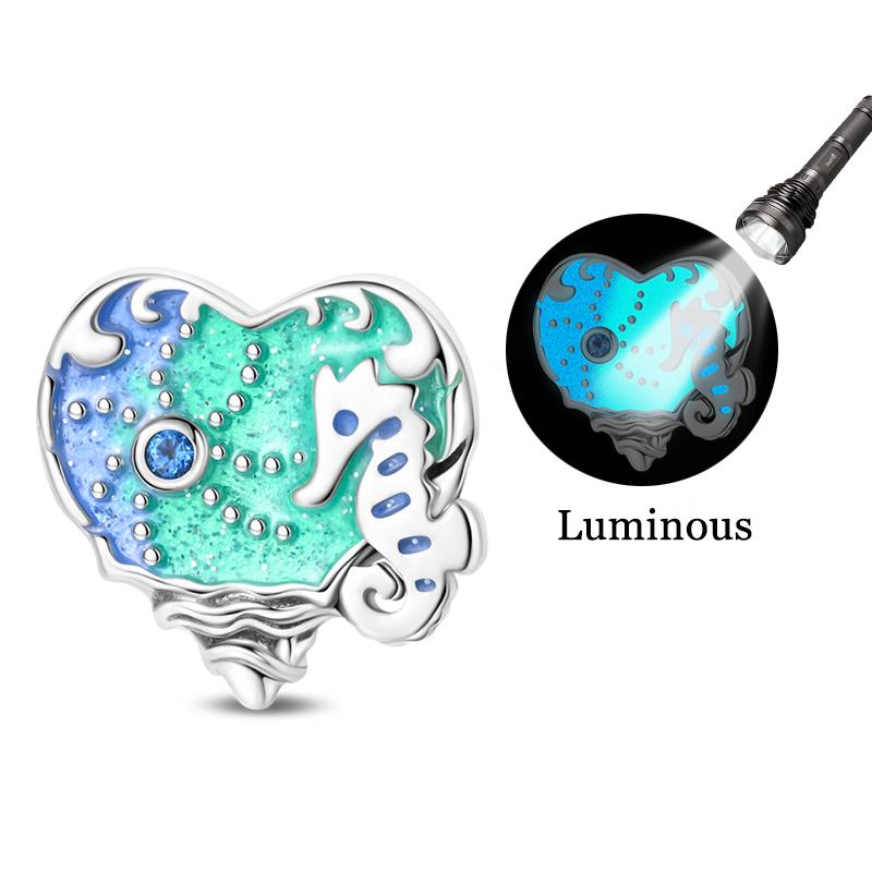 925 Silver Luminous Sea Star Turtle Shell Charms Bead Dangle For Women Fine DIY Birthday Jewelry Gifts