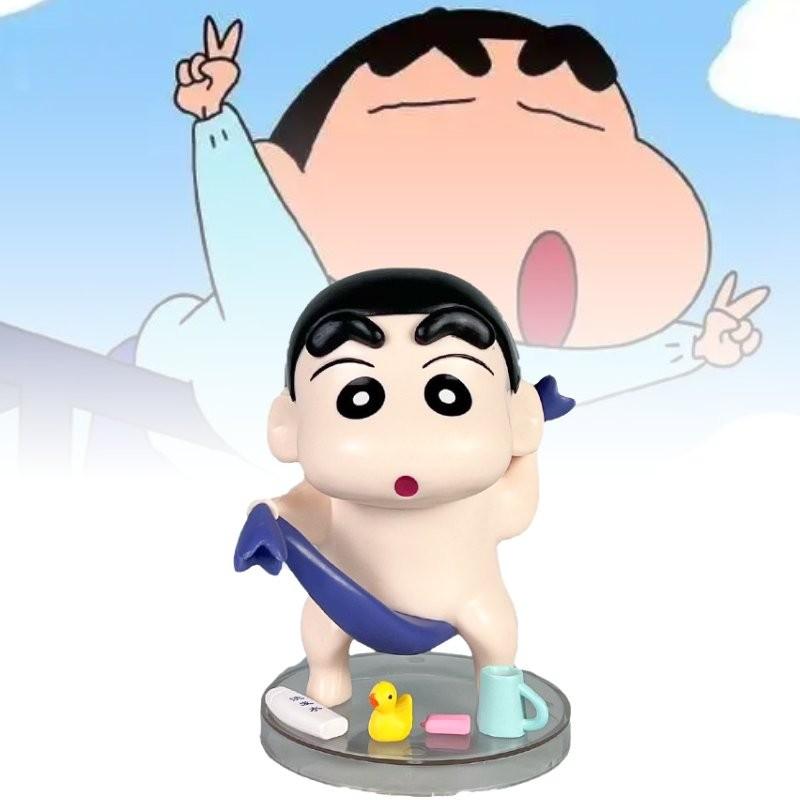 Charming Crayon Shin-chan Anime Figurine Bath Time Collectible Pvc Doll 13cm Height