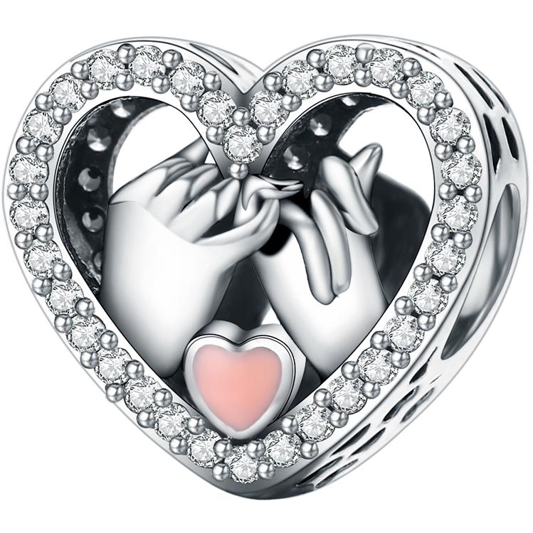 WOSTU 925 Silver Heart Shape Charms Growth Hanging Bead Red CZ Love Affinity Pendant For Original Jewelry Thanksgiving