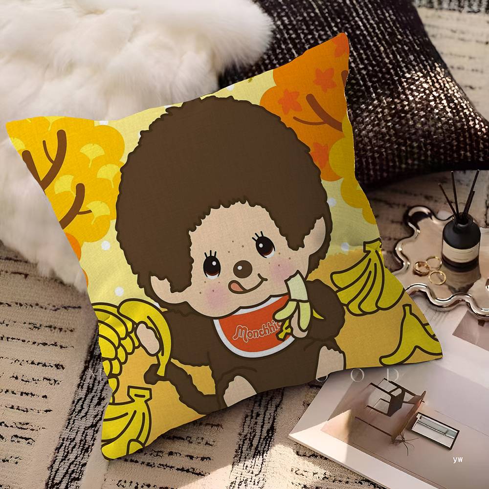 Cute M-monchhichis-s Cushion Cover Pillowcase Upholstery Sofa Throw Pillow Home Decor Pillowcas