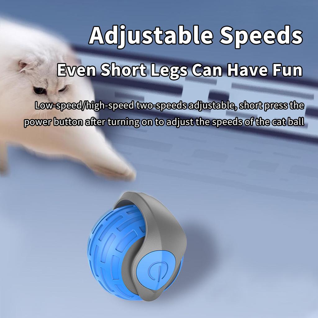 Interactive Cat Ball Toy with 2 Adjustable Speeds Automatic Rolling Balls with A Plush Tail for Indoor Cats Smart Cat