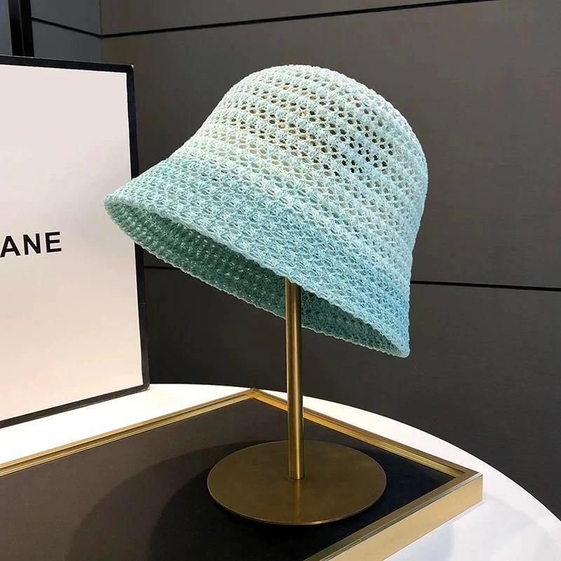 

Japanese Style Cut Out Fisherman Hat Women s 2025 New Arrival Outdoor Sun Hat Sun Protection Bucket Hat Face-Looking Small Sun Hat Light Blue All yards