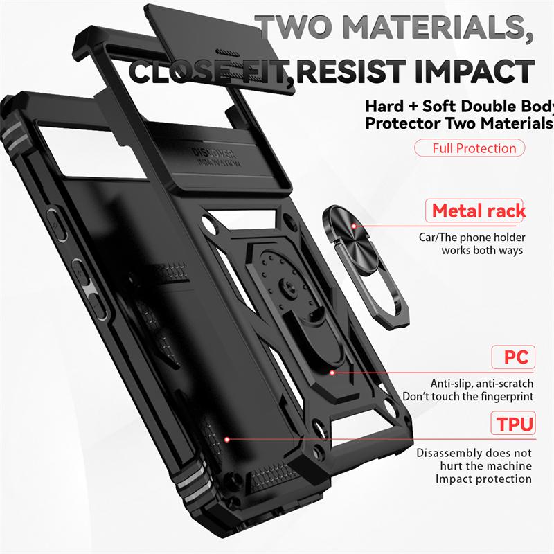 For Google Pixel 8A Case Car Magnetic Holder Ring Phone Case For Google Pixel 8 9 Pro Slide Camera Shockproof Armor Back Cover