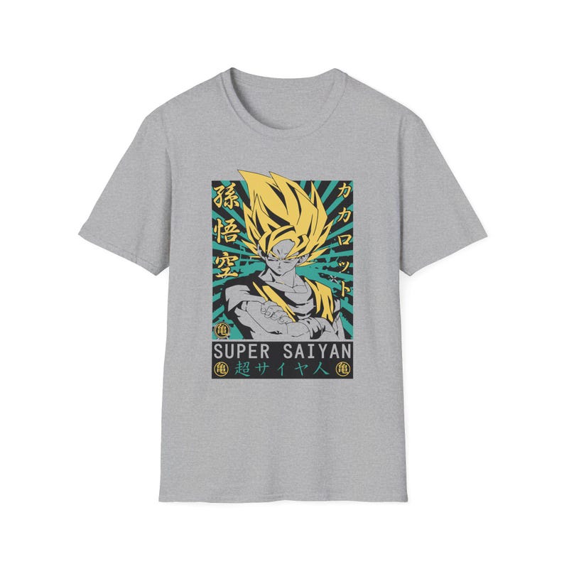 Dragon Ball Z Goku Super Saiyan Japanisches Retro-Poster Übergroßes T-Shirt | Unisex Anime Streetwear Tee