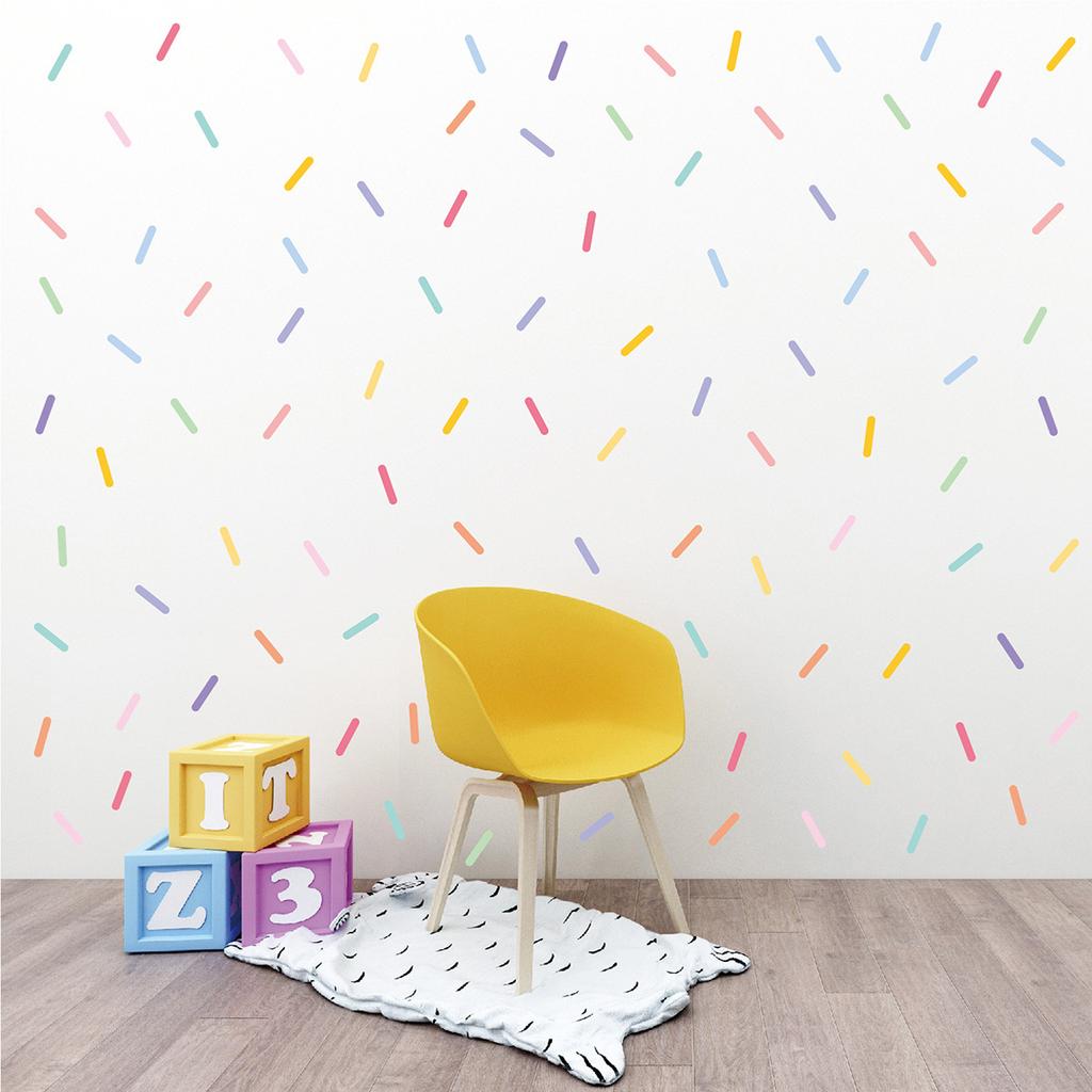 Confetti colored strip stickers Nordic ins style cute living room children's room decoration self-adhesive wall stickers