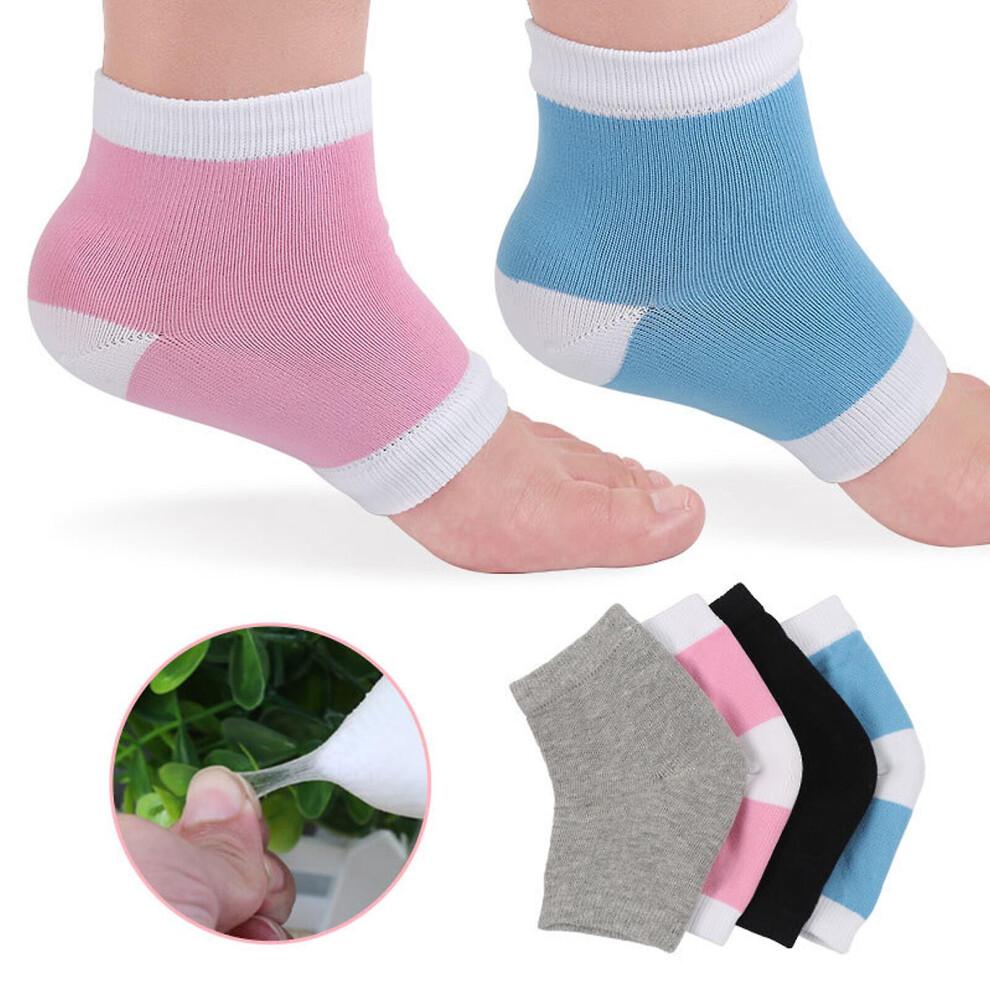 (Apricot) Heel Anti Crack Sleeve With Gel Moisturizer For Overnight Treatment - Gray Half Socks