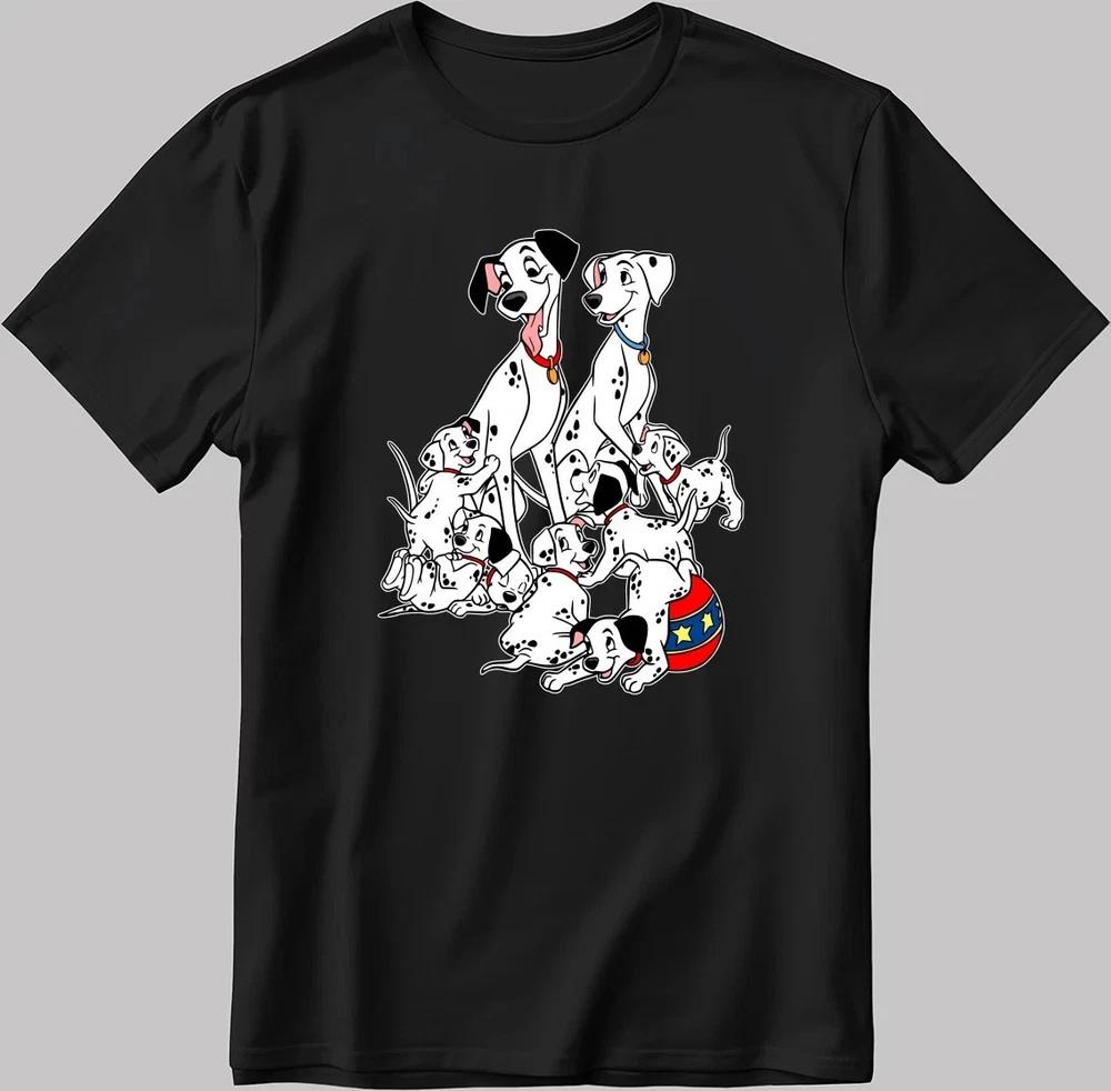 101 Dalmatians Cartoon Characters Black TShirt Size S4XL S