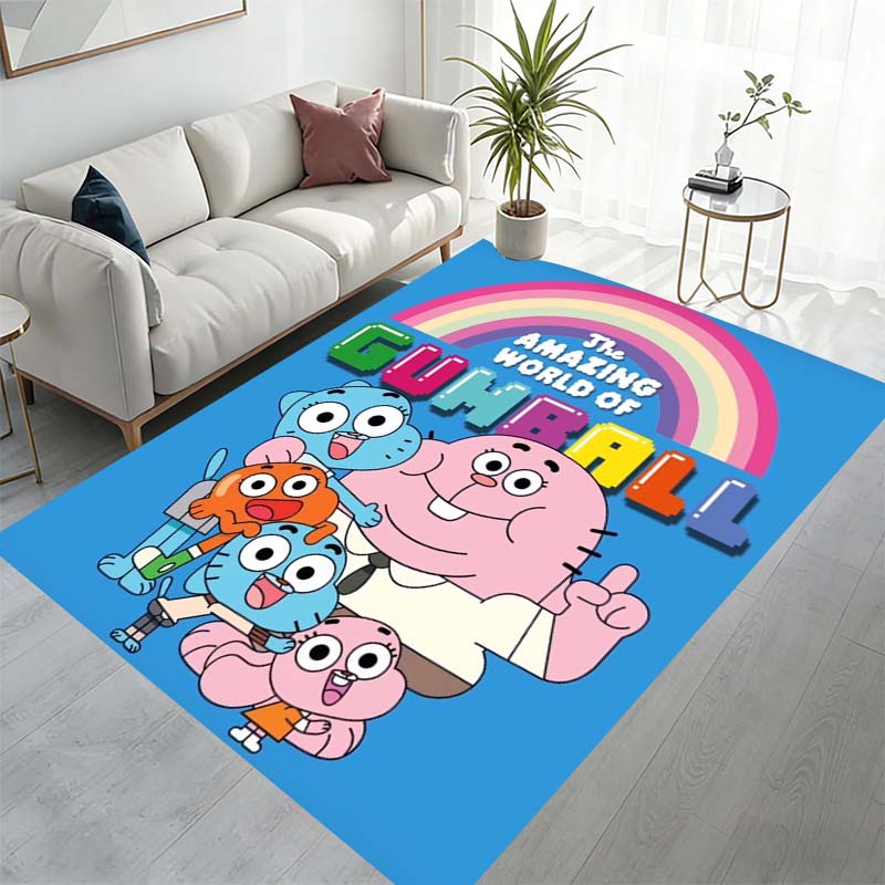 Colorful cartoon animal and anime pattern rugs in various sizes, perfect for children, suitable for bedrooms, beds, and bathrooms.