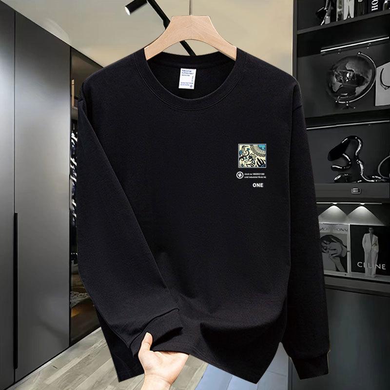 Spring And Autumn American Heavy Tide Brand High-End Cotton Printing Men'S Long-Sleeved T-Shirt Sweater Casual Crew Neck T-Shirt