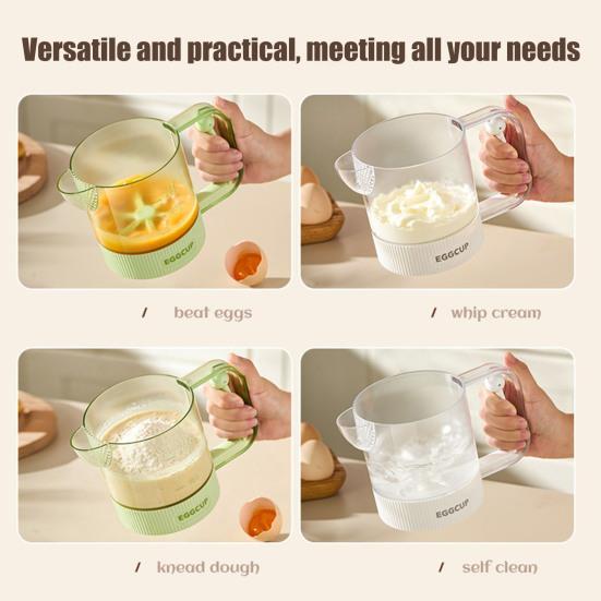 Ręczny trzepak do jajek Kuchenny trzepak do jajek z dziobkiem filtrującym Mieszadło do jajek zapobiegające rozlewaniu Obsługa jedną ręką Kubek do mieszania sosów Winaigrette