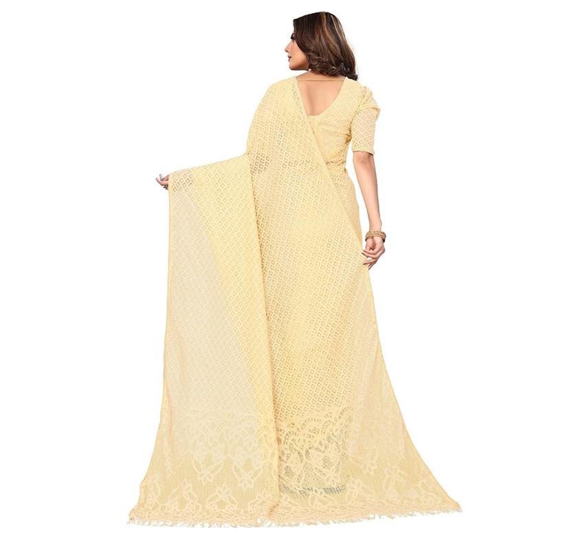 TreegoArt Fashion Women's Net Indian Party Wear Saree With Unstitched Blouse Piece - Pack Of 1