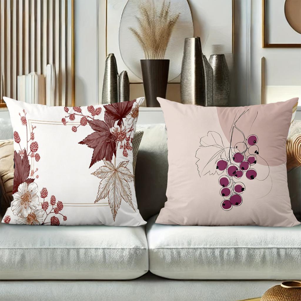 Floral Grape Pillow Set For Cozy Home Decor Polyester pillowcase, sofa decorative cushion cov Headboard Pillow