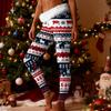 Women's Fashion Casual Fleece-Lined Patchwork Print Straight-Leg Pants