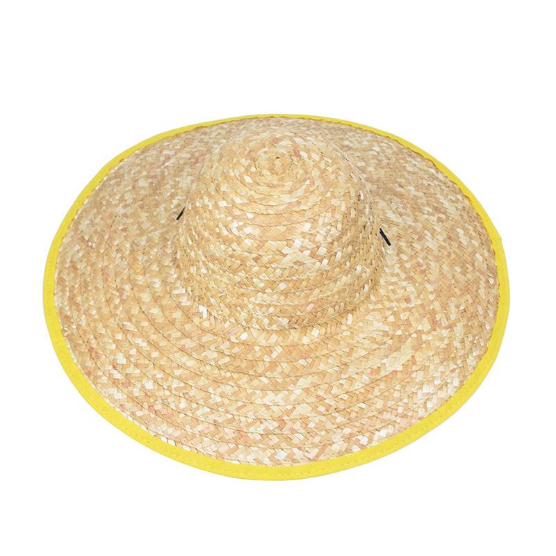 Summer outdoor construction handmade straw hat agricultural worker wheat straw woven windproof straw hat labor protection large brim sun hat One size fits all
