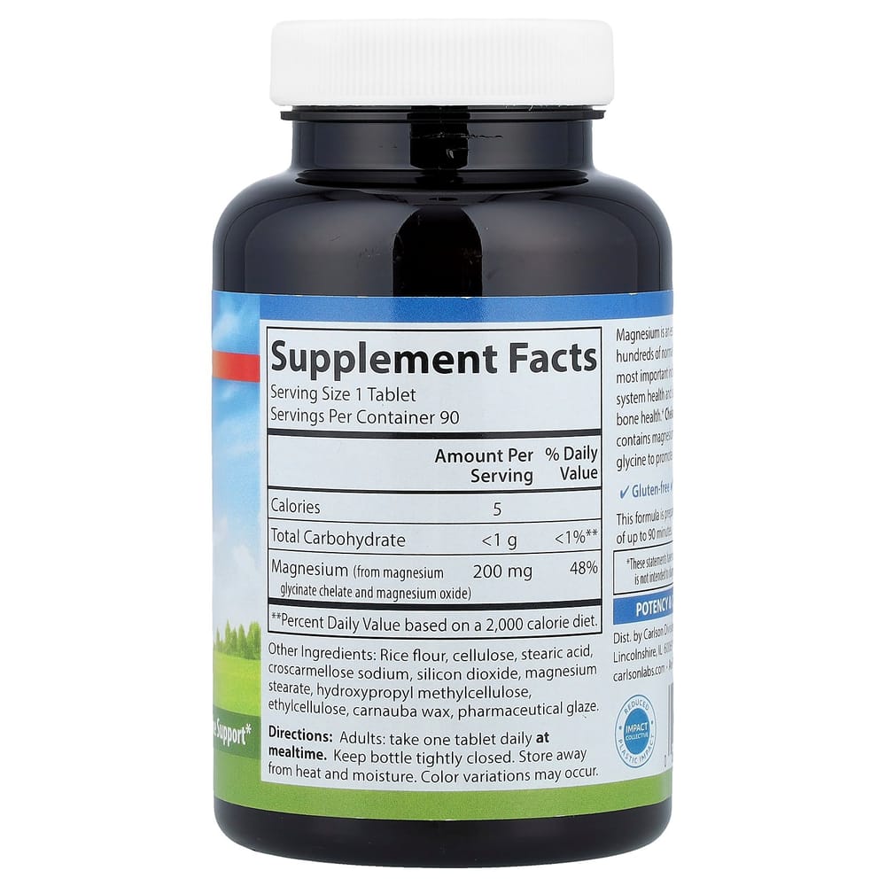 Carlson Labs Chelated Magnesium Glycinate 200mg 90 Tablets