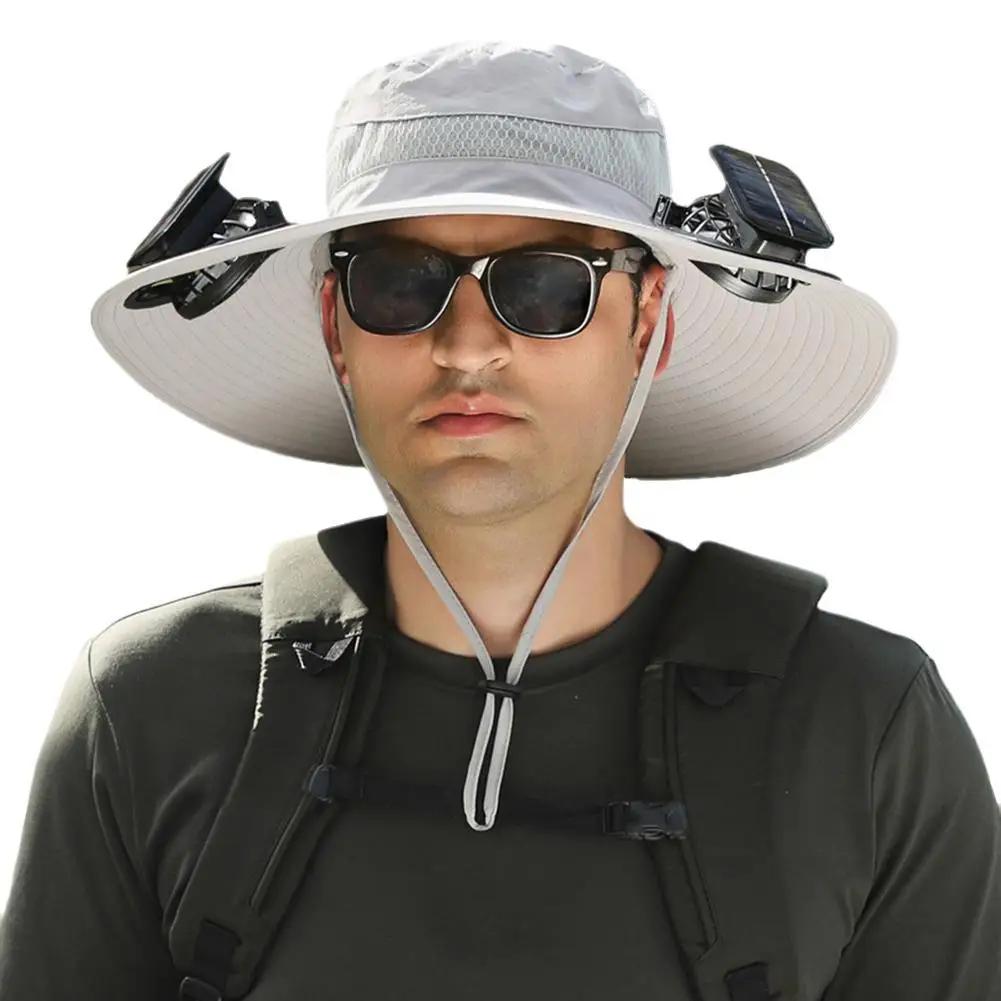 Summer For Outdoor Camping Fishing Hiking Sunscreen Fisherman Hat Solar Fan Cap Portable Solar Charging Cap with Fan Men Women
