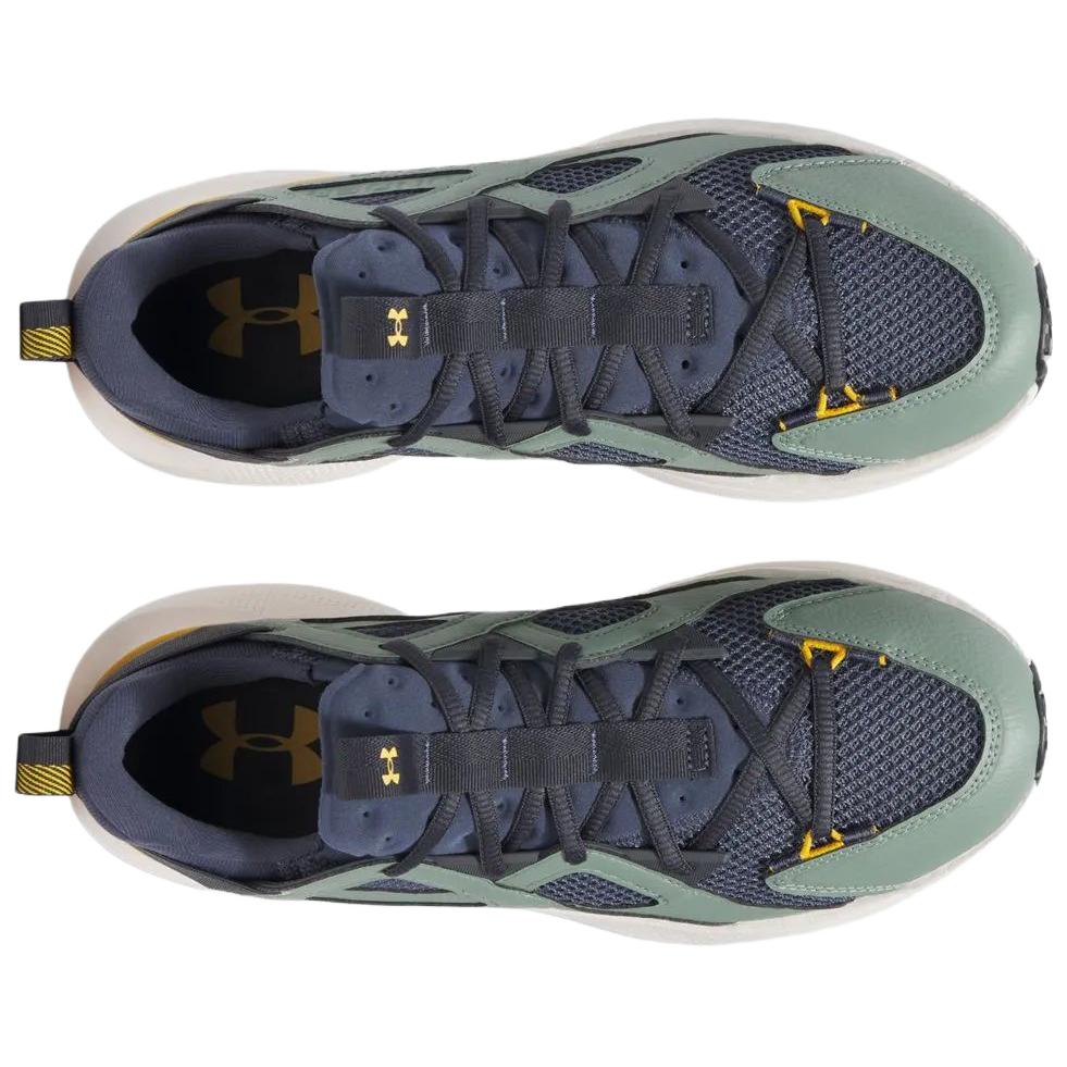 Under Armour HOVR Infinite MVMNT Downpour Grey Silica Green Unisex Sneakers Noble-Gold 3028667-045