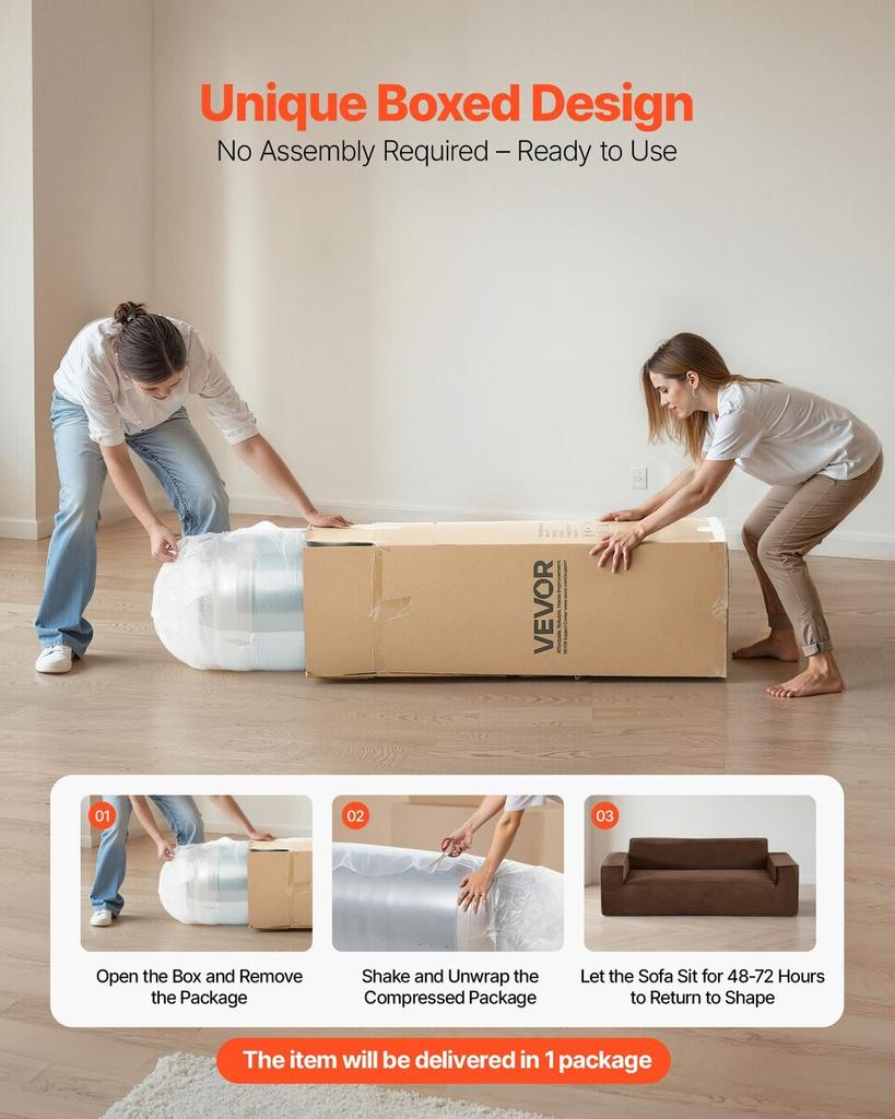 2110 mm Modern Sofa, Comfy Corduroy Couch with Deep Seats, Cloud Sofa with Wide Armrests, No Assembly Required, Large Plush Couch Ideal for Living