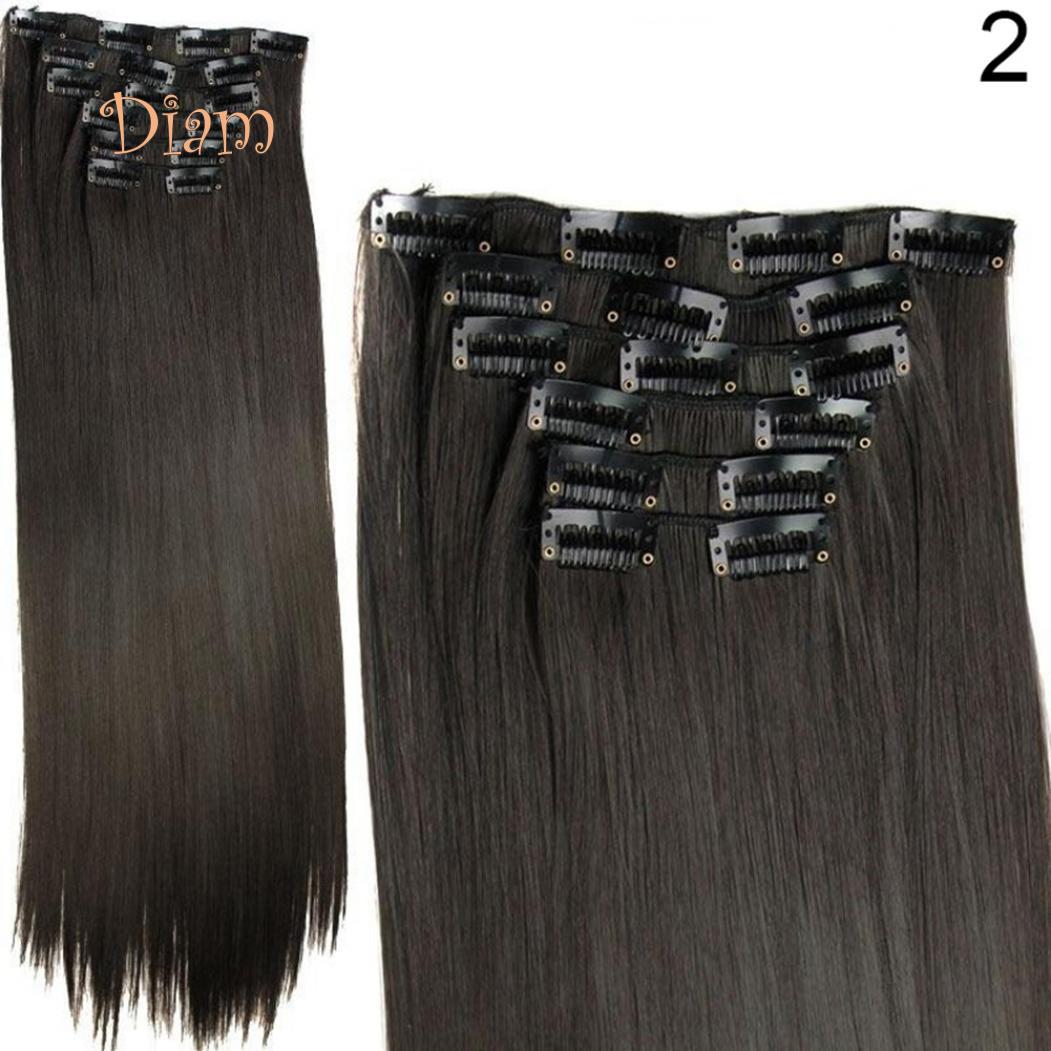 

Пряма термостійка перука для нарощування волосся Diamo Temperature Fiber Clip 2#