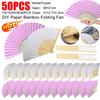 1-50 Stück DIY Papier Bambus Faltfächer für Erwachsene Kinder Kalligraphie Malerei Übung Blank Weiß Lila Faltfächer Hochzeitsgeschenk