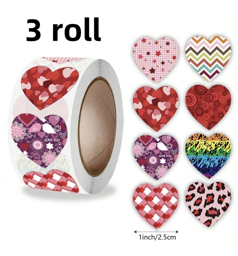 500pcs 1inch Red Heart Stickers for Valentine's Day Baking Packaging Sticker Envelope Seals Love Decorative Stickers