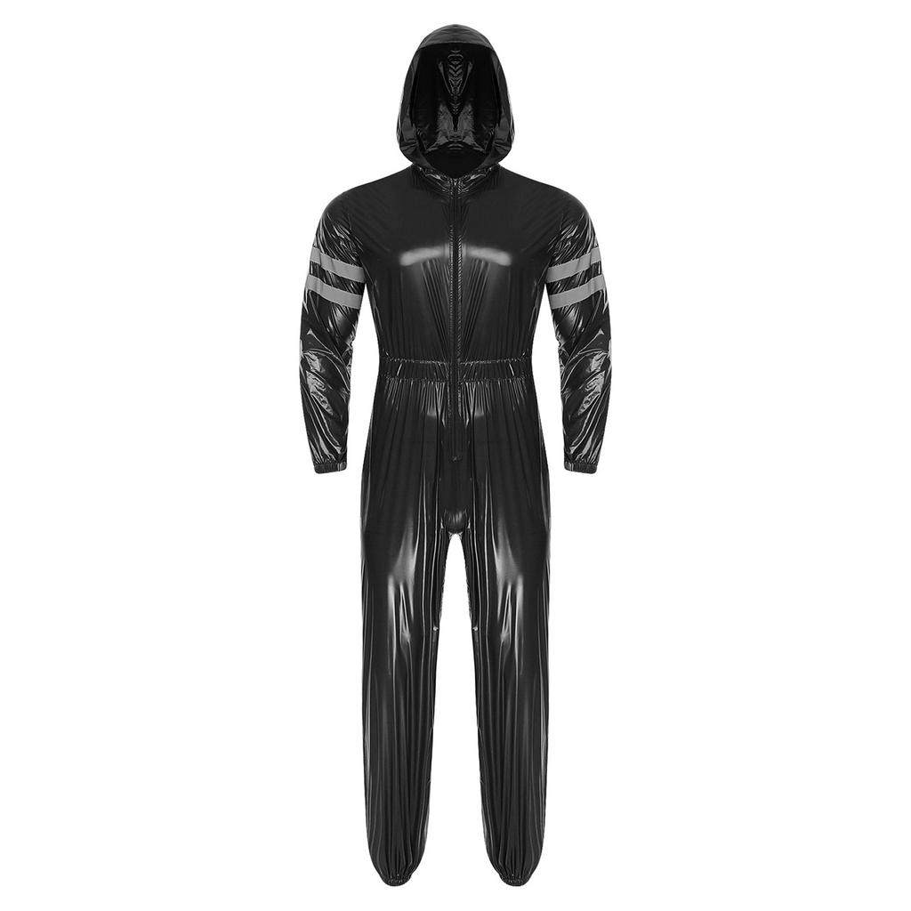 Pánské vysoce viditelné reflexní montérky, voděodolné, se zapínáním na zip vpředu, s dlouhým rukávem, elastickým pasem, s kapucí