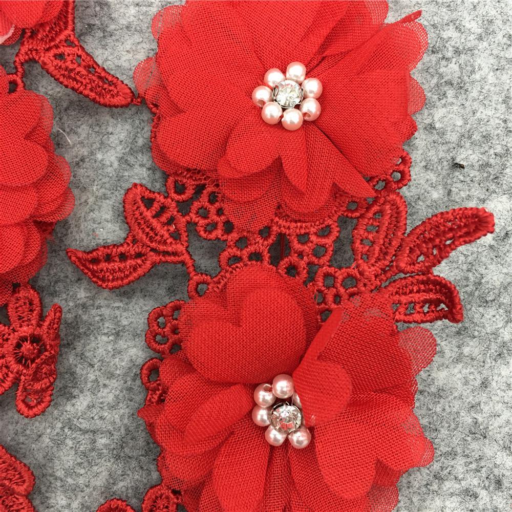 Computer Embroidery Three-Dimensional Water-Soluble Lace Embroidery Diy Imitation Pearl Dress Accessories Lace