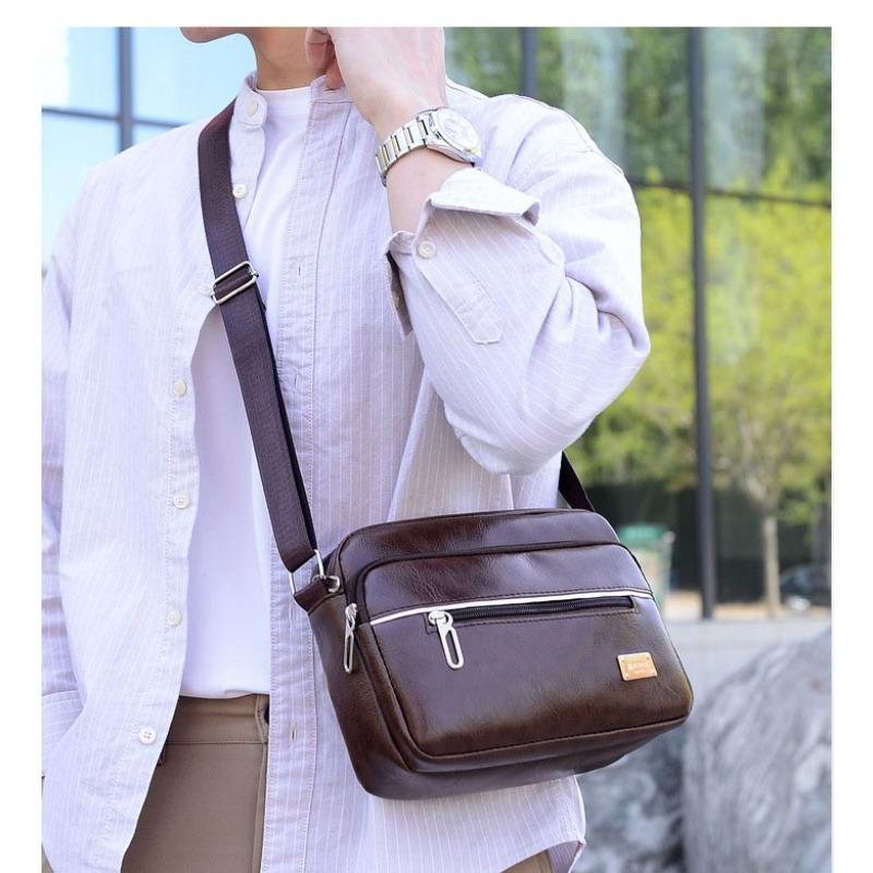 Fashion Men Messenger Bags PU Leather Handbags for Man Male Crossbody Bag Casual Storage Shoulder Bag Zipper Direction Random