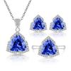 Fashion Temperament Imitation Natural Colored Treasure Zircon Set Ring Necklace Stud Earrings Women's Jewelry