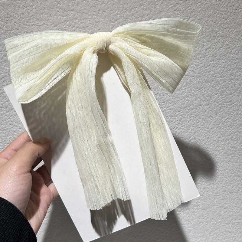 

Белый бант из марли заколка для волос с лентой