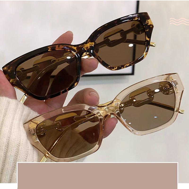 Luxury Designer Cat Eye Sunglasses Women Fashion Vintage Metal Chains Shades UV400 Protection Trendy